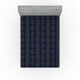 thumbnail image 1 of Ambesonne Floral Fitted Sheet, Flower Silhouette Pattern, Full Size, Dark Sky Blue Dark Yellow, 1 of 5