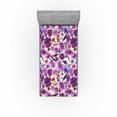 thumbnail image 1 of Ambesonne Floral Fitted Sheet, Flowers Boho Vibes Pattern, Twin Size, Purple Pale Lilac Mustard, 1 of 5