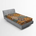 thumbnail image 1 of Ambesonne Floral Fitted Sheet, Flowers and Peacock, Twin Size, Petrol Blue Pale Coffee, 1 of 2