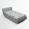 thumbnail image 1 of Ambesonne Floral Fitted Sheet, Flowers with Blue Dots, Twin Size, Black White Blue, 1 of 3