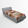 thumbnail image 1 of Ambesonne Floral Fitted Sheet, Folkloric Grunge Flowers, Twin Size, Taupe Grey Multicolor, 1 of 2