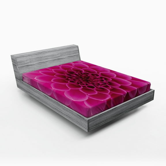 Ambesonne Floral Fitted Sheet, Fresh Bloom Petal Nature, Full Size, Magenta