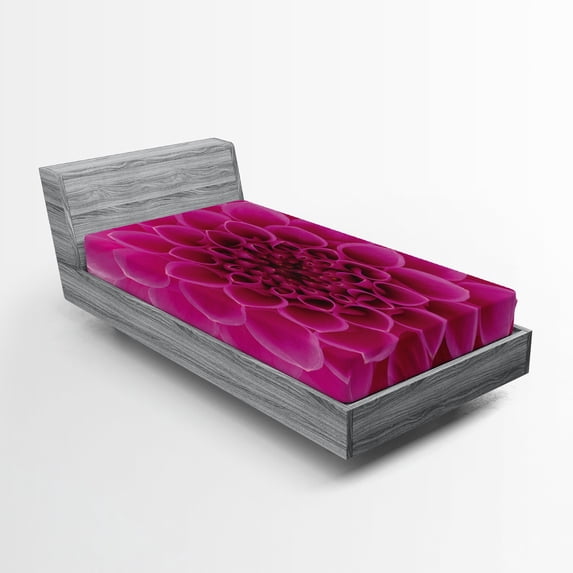 Ambesonne Floral Fitted Sheet, Fresh Bloom Petal Nature, Twin XL Size, Magenta