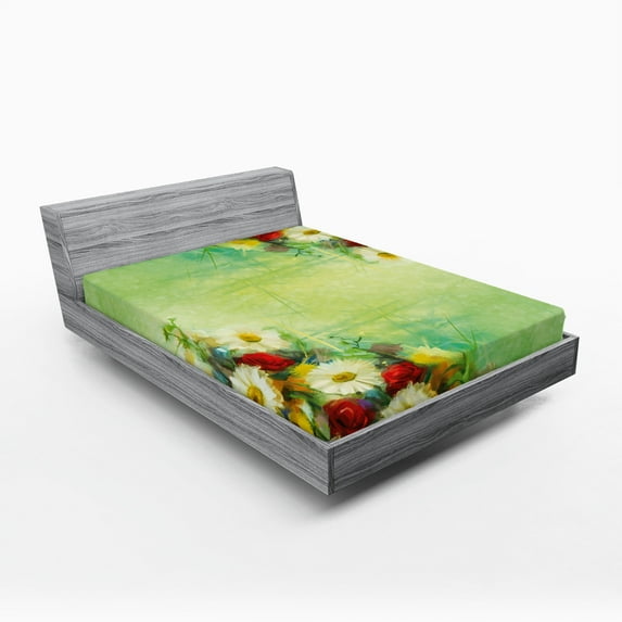 Ambesonne Floral Fitted Sheet, Freshening Mother Earth, Full Size, Multicolor