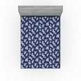 thumbnail image 1 of Ambesonne Floral Fitted Sheet, Garden Night Flowers Asian, Full Size, Navy Blue and White, 1 of 5