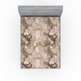 thumbnail image 1 of Ambesonne Floral Fitted Sheet, Grunge Retro Flower Pattern, Queen Size, Eggshell and Dark Tan, 1 of 5