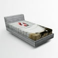 thumbnail image 1 of Ambesonne Floral Fitted Sheet, Grunge Wall Sailor Bath, Twin XL Size, White Red Grey, 1 of 2