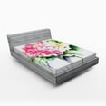 thumbnail image 1 of Ambesonne Floral Fitted Sheet, Hydrangea Flower Bouquet, Full Size, Forest Green Yellow Pink, 1 of 2