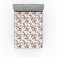 thumbnail image 1 of Ambesonne Floral Fitted Sheet, Iris Flowers Spring Love, Full Size, Lilac Ivory and Green, 1 of 5