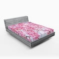 thumbnail image 1 of Ambesonne Floral Fitted Sheet, Japanese Sakura Flowers, Queen Size, Pale Pink, 1 of 2