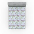 thumbnail image 1 of Ambesonne Floral Fitted Sheet, Lattice Garden Spring Flower, Queen Size, Soft Blue Lavender, 1 of 5