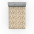 thumbnail image 1 of Ambesonne Floral Fitted Sheet, Minimalist Botanical Blossom, Full Size, Eggshell and Warm Taupe, 1 of 5