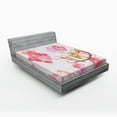 thumbnail image 1 of Ambesonne Floral Fitted Sheet, Minimalist Tree Braches, Queen Size, Pink Red Pale Coffee, 1 of 2