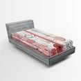 thumbnail image 1 of Ambesonne Floral Fitted Sheet, Modern Abstract Botanical, Twin XL Size, Coral Charcoal Grey, 1 of 3