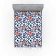thumbnail image 1 of Ambesonne Floral Fitted Sheet, Modern Flourishes Flowers, Queen Size, Dark Teal Orange, 1 of 5