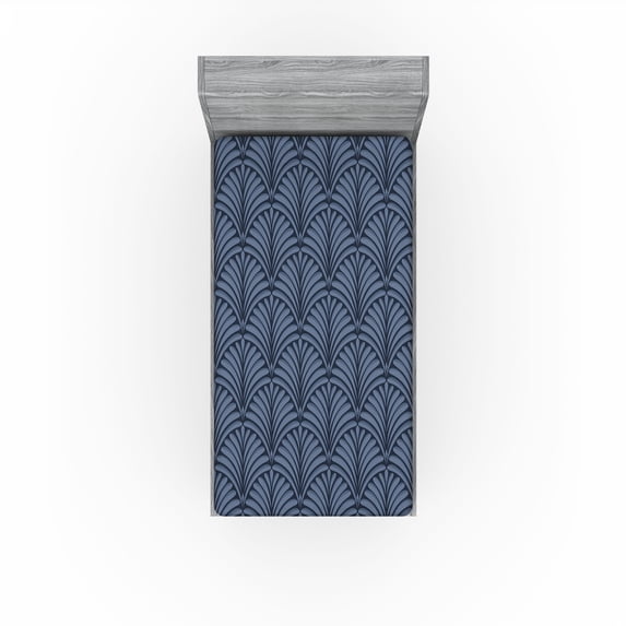 Ambesonne Floral Fitted Sheet, Nature Blossom Pattern Print, Twin XL Size, Ceil Blue and Dark Slate Blue