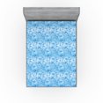 thumbnail image 1 of Ambesonne Floral Fitted Sheet, Oceanic Colors Flowers Leafy, Full Size, Sky Blue, 1 of 5