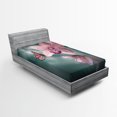 thumbnail image 1 of Ambesonne Floral Fitted Sheet, Orchid Flower Butterfly, Twin Size, Jade Green Pale Pink, 1 of 3