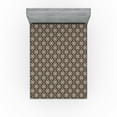 thumbnail image 1 of Ambesonne Floral Fitted Sheet, Oriental Damask Pattern Art, California King, Umber Ivory, 1 of 5