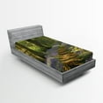 thumbnail image 1 of Ambesonne Floral Fitted Sheet, Path Between Bluebells, Twin XL Size, Green Purple Brown, 1 of 2