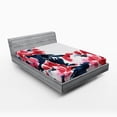 thumbnail image 1 of Ambesonne Floral Fitted Sheet, Peonies Spring Inspired, Queen Size, Dark Blue Red, 1 of 2