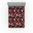 thumbnail image 1 of Ambesonne Floral Fitted Sheet, Peony Flowers Spring Vibes, Full Size, Purple Pink Salmon, 1 of 5