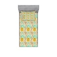 thumbnail image 1 of Ambesonne Floral Fitted Sheet & Pillow Sham Set, Abstract Carnations Art, Twinxl, Tan Turquoise Marigold, 1 of 2