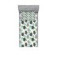 thumbnail image 1 of Ambesonne Floral Fitted Sheet & Pillow Sham Set, Abstract Nostalgic Retro, Twin, Charcoal Grey Mint Green, 1 of 3