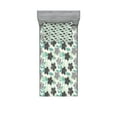 thumbnail image 1 of Ambesonne Floral Fitted Sheet & Pillow Sham Set, Abstract Nostalgic Retro, Twinxl, Charcoal Grey Mint Green, 1 of 3