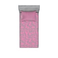 thumbnail image 1 of Ambesonne Floral Fitted Sheet & Pillow Sham Set, Big Grey Flowers Petals, Twinxl, Pink and Grey, 1 of 2