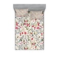 thumbnail image 1 of Ambesonne Floral Fitted Sheet & Pillow Sham Set, Birds Roses Polka Dots, Queen, Multicolor, 1 of 2