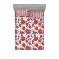 thumbnail image 1 of Ambesonne Floral Fitted Sheet & Pillow Sham Set, Blooming Red Poppies, Queen, Multicolor, 1 of 2