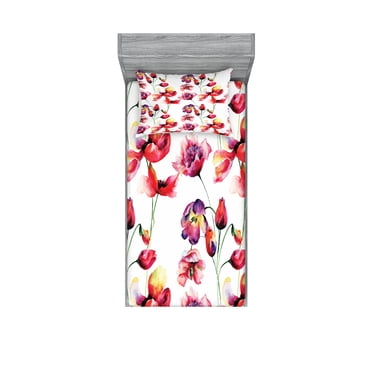 Balboa Baby Lavender Poppy Crib Sheet - 100% Cotton Sateen Fitted Sheet For Standard Cribs