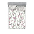 thumbnail image 1 of Ambesonne Floral Fitted Sheet & Pillow Sham Set, Blossom in Vintage Colors, Full, Pink Green and Black, 1 of 3