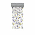 thumbnail image 1 of Ambesonne Floral Fitted Sheet & Pillow Sham Set, Blossoming Wild Flowers, Twin, White Yellow Purple, 1 of 2
