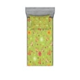 thumbnail image 1 of Ambesonne Floral Fitted Sheet & Pillow Sham Set, Bluebell Flowers, Twinxl, Green Pink, 1 of 2