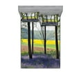 thumbnail image 1 of Ambesonne Floral Fitted Sheet & Pillow Sham Set, Bluebells Forest Rural, Full, Purple Yellow Green, 1 of 3