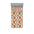 thumbnail image 1 of Ambesonne Floral Fitted Sheet & Pillow Sham Set, Boho Herbs Lily Nature, Twin, Olive Green Orange White, 1 of 2