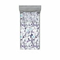 thumbnail image 1 of Ambesonne Floral Fitted Sheet & Pillow Sham Set, Butterflies and Swirls, Twinxl, Dark Purple Pale Blue, 1 of 2