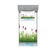 thumbnail image 1 of Ambesonne Floral Fitted Sheet & Pillow Sham Set, Cartoon Flowers by Lake, Twinxl, Multicolor, 1 of 3