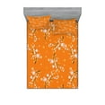 thumbnail image 1 of Ambesonne Floral Fitted Sheet & Pillow Sham Set, Cherry Tree Blossoms, Queen, Orange White Brown, 1 of 2