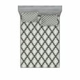 thumbnail image 1 of Ambesonne Floral Fitted Sheet & Pillow Sham Set, Classic Damask Rococo, Queen, Pale Grey White, 1 of 2