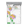 thumbnail image 1 of Ambesonne Floral Fitted Sheet & Pillow Sham Set, Colorful Daisies Art, Full, Multicolor, 1 of 2