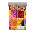 thumbnail image 1 of Ambesonne Floral Fitted Sheet & Pillow Sham Set, Colorful Flowers Rose, Queen, Orange Yellow Pink, 1 of 2