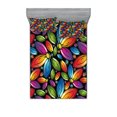 thumbnail image 1 of Ambesonne Floral Fitted Sheet & Pillow Sham Set, Colorful Flowers Vintage, King, Multicolor, 1 of 2