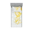 thumbnail image 1 of Ambesonne Floral Fitted Sheet & Pillow Sham Set, Daffodils Ornaments Art, Twin, Grey Yellow, 1 of 2