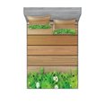 thumbnail image 1 of Ambesonne Floral Fitted Sheet & Pillow Sham Set, Daisy Flower Garden, Queen, Green Brown, 1 of 2