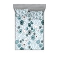 thumbnail image 1 of Ambesonne Floral Fitted Sheet & Pillow Sham Set, Doodle Floral Botany, Full, Grey Bluegrey White, 1 of 3
