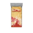 thumbnail image 1 of Ambesonne Floral Fitted Sheet & Pillow Sham Set, Far Eastern Scenery View, Twinxl, Persian Orange and Pink, 1 of 3