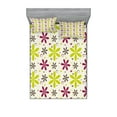 thumbnail image 1 of Ambesonne Floral Fitted Sheet & Pillow Sham Set, Florets Circle Hoop, Full, Apple Green Dark Taupe, 1 of 2